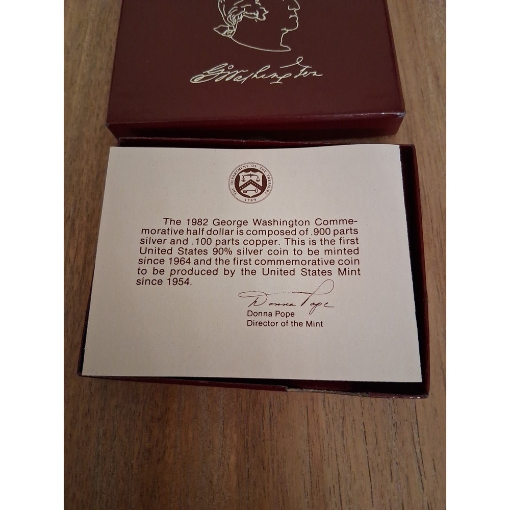 1982-S George Washington Proof Commemorative Half Dollar 90% Silver w/Box & COA - Picture 5 of 6